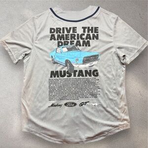 Ford Mustang Button Up Jersey Mens Large Vintage Car Shirt